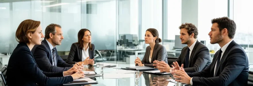 Professionnels en discussion lors d'une réunion CSE en entreprise