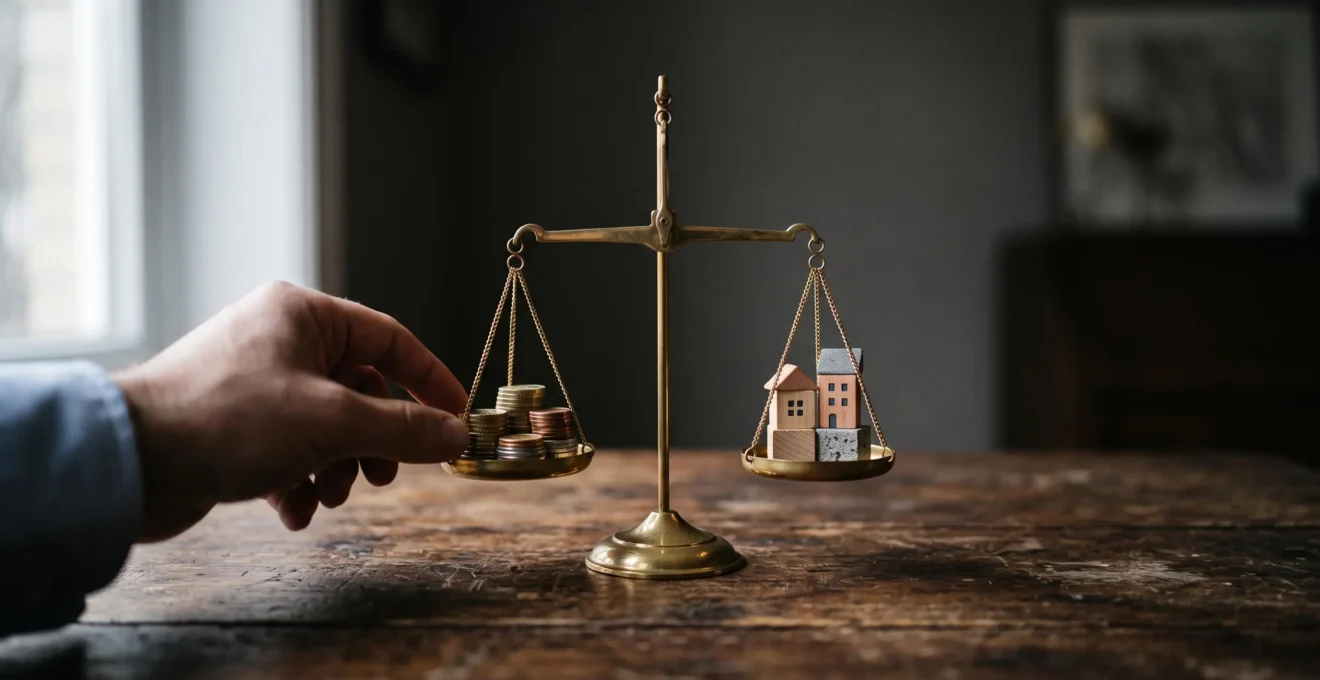 Entrepreneur calculant avec précision ses besoins financiers de démarrage à l'aide d'outils de mesure symboliques