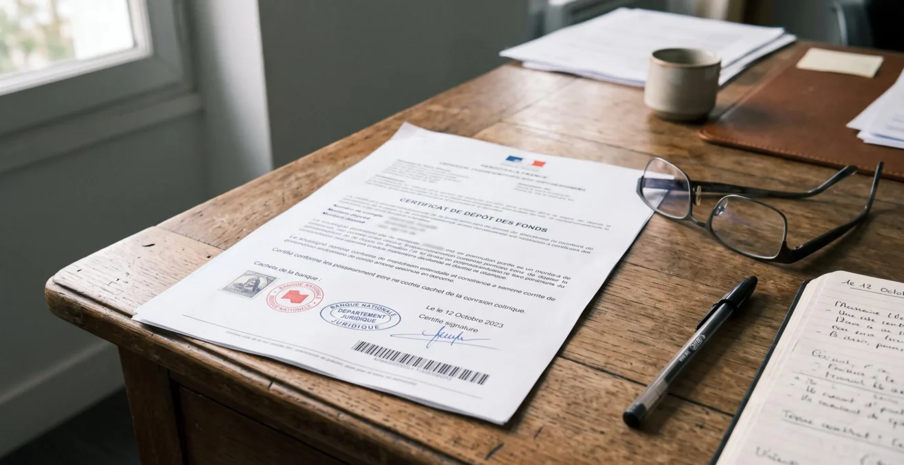 Document officiel de certificat de dépôt de capital d'une SASU posé sur un bureau