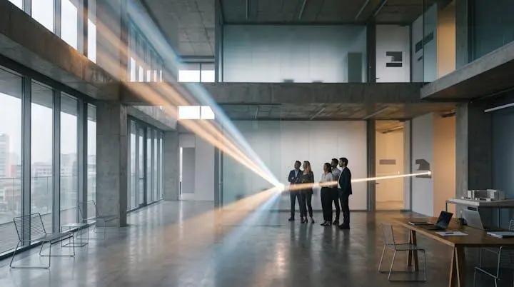 Illustration symbolique d'une communication d'entreprise structuree et coherente qui permet de se demarquer