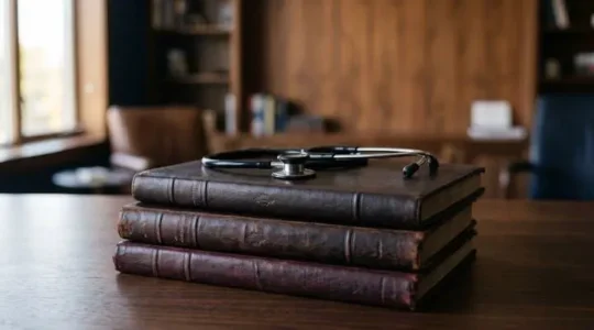 Stethoscope pose sur des classeurs comptables fermes, symbole du diagnostic rapide de la sante financiere d'une entreprise