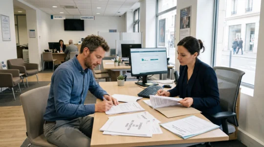Entrepreneur signant les documents de dépôt de capital pour sa SASU auprès d'une banque